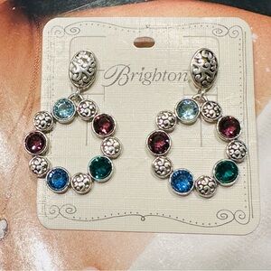 Brighton ELORA GEMS CIRCLE Multicolor Crystal Post Drop Earrings MSRP $82 NWT